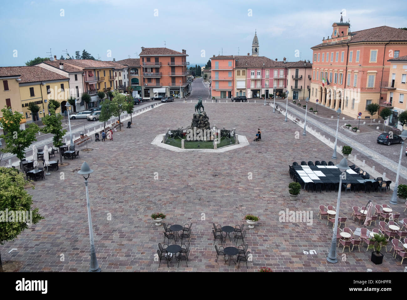 Agazzano (Piacenza, Emilia Romagna, Italy): the main square of the town Stock Photo