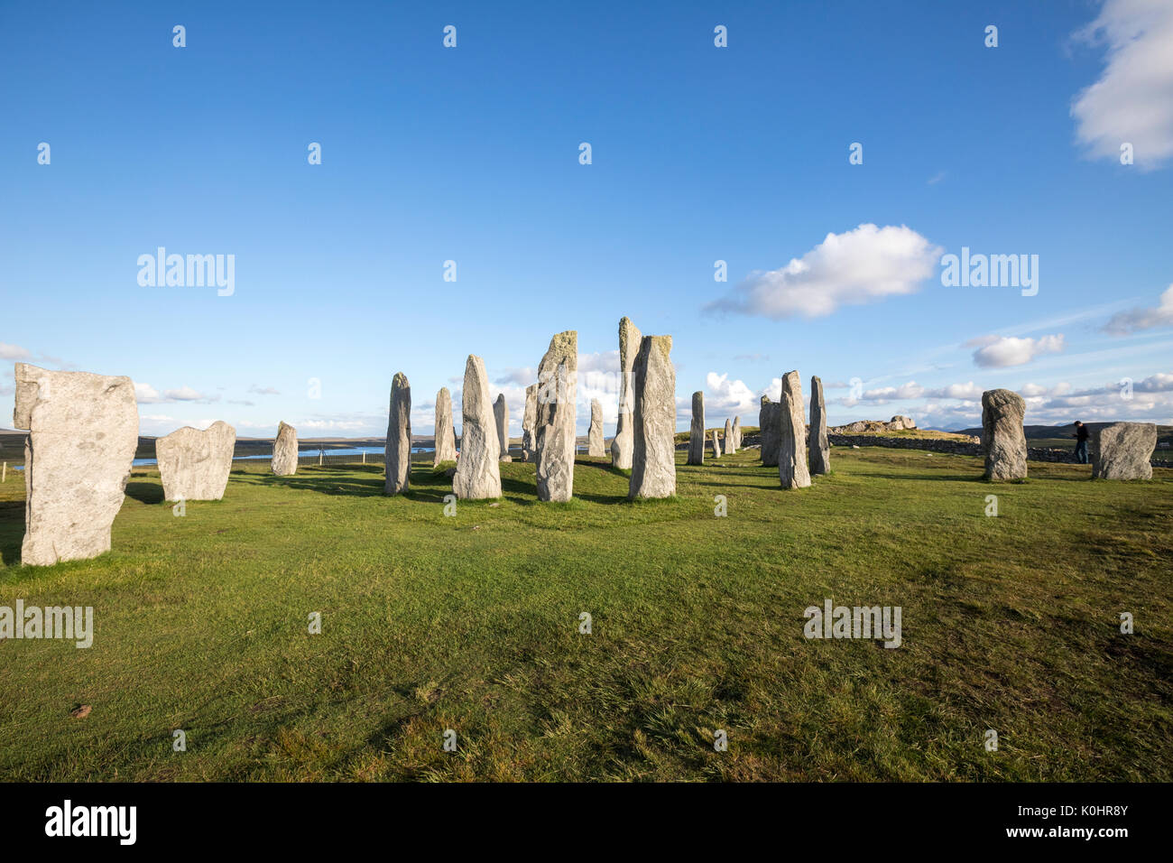 Callanish Standing Stones, standing stones placed in a cruciform pattern with a central stone circle, Callanish, Scotland, UK Stock Photo