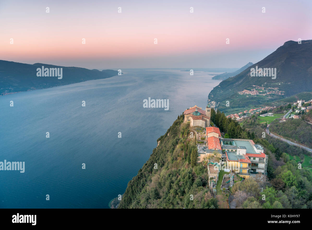 Tignale, Lake Garda, Brescia province, Lombardy, Italy. The Montecastello Sanctuary Stock Photo