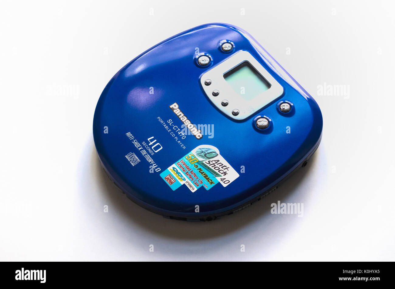 Bright blue Panasonic SL-CT470 portable CD player Stock Photo - Alamy