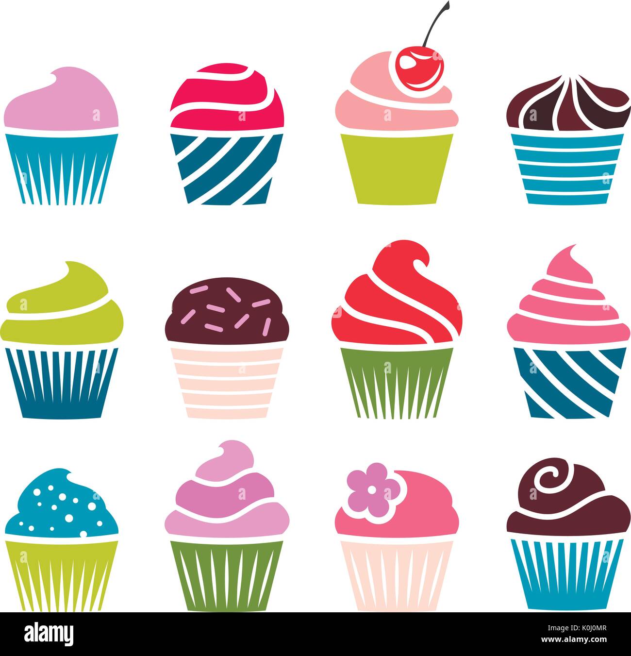 Set of cupcakes. Stock Vector