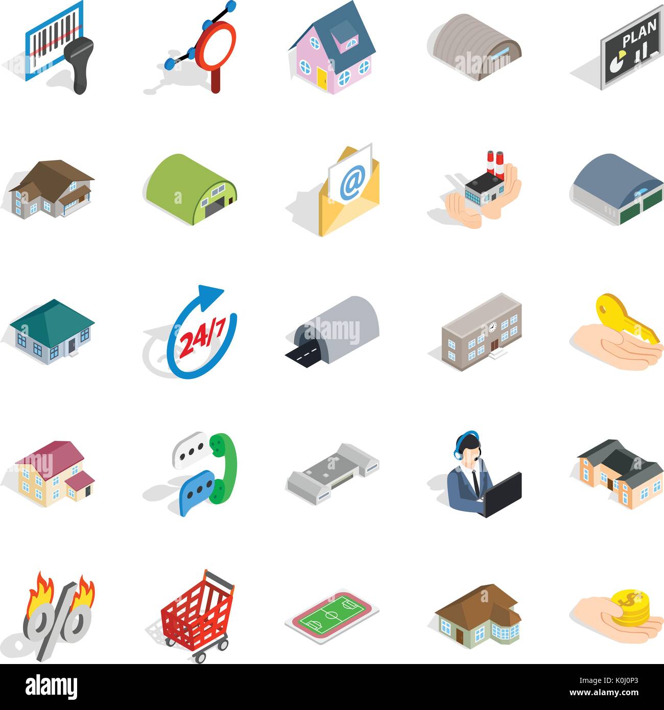 Fleapit icons set, isometric style Stock Vector