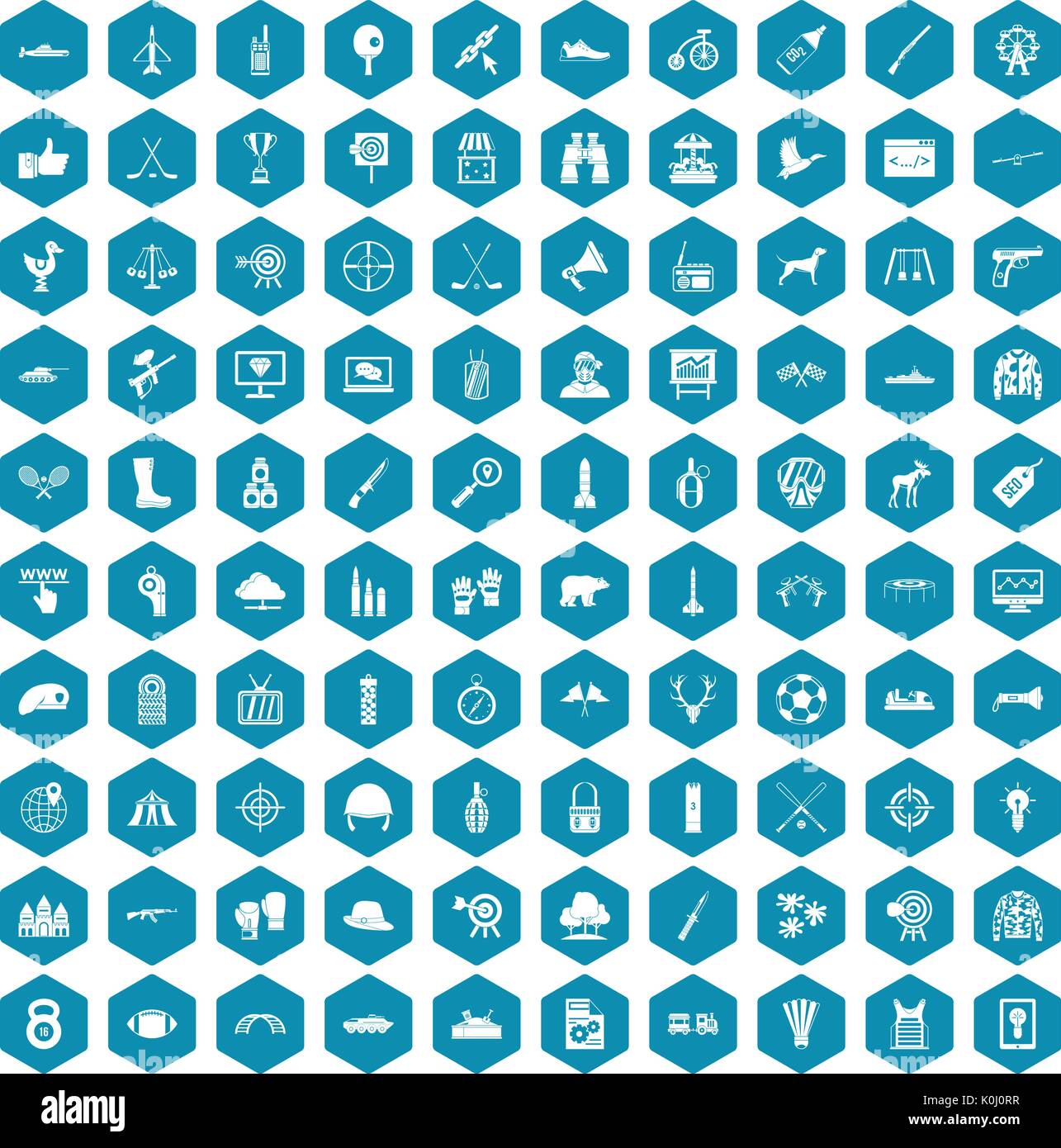 100 target icons sapphirine violet Stock Vector