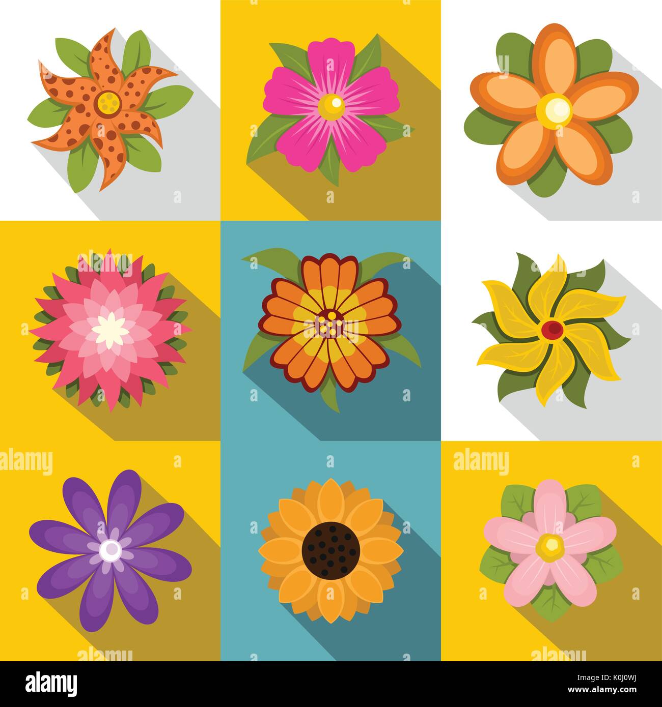 Wild flowers icons set, flat style Stock Vector Image & Art - Alamy