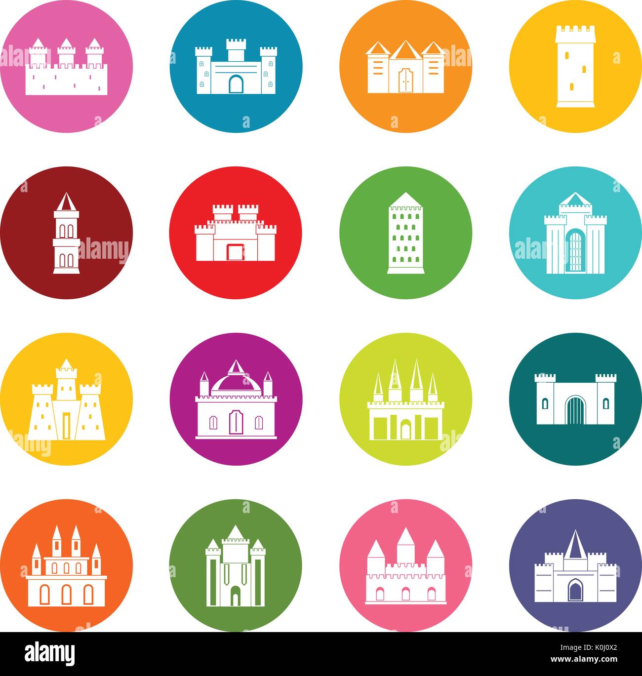 Towers and castles icons many colors set Stock Vector Image & Art - Alamy