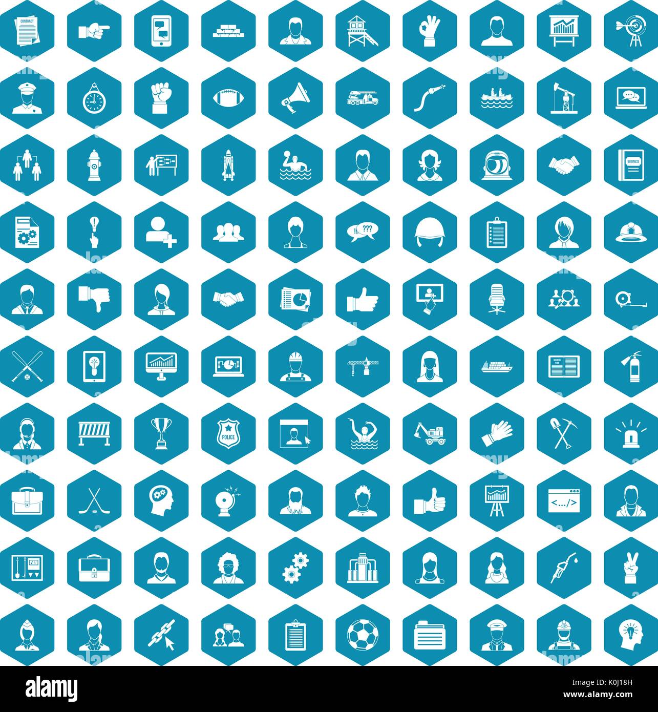 100 team work icons sapphirine violet Stock Vector
