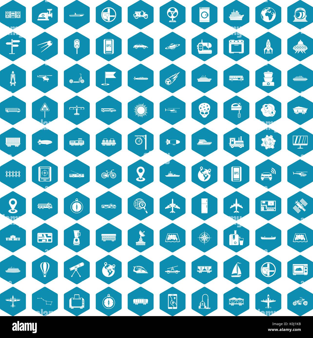 100 technology icons sapphirine violet Stock Vector