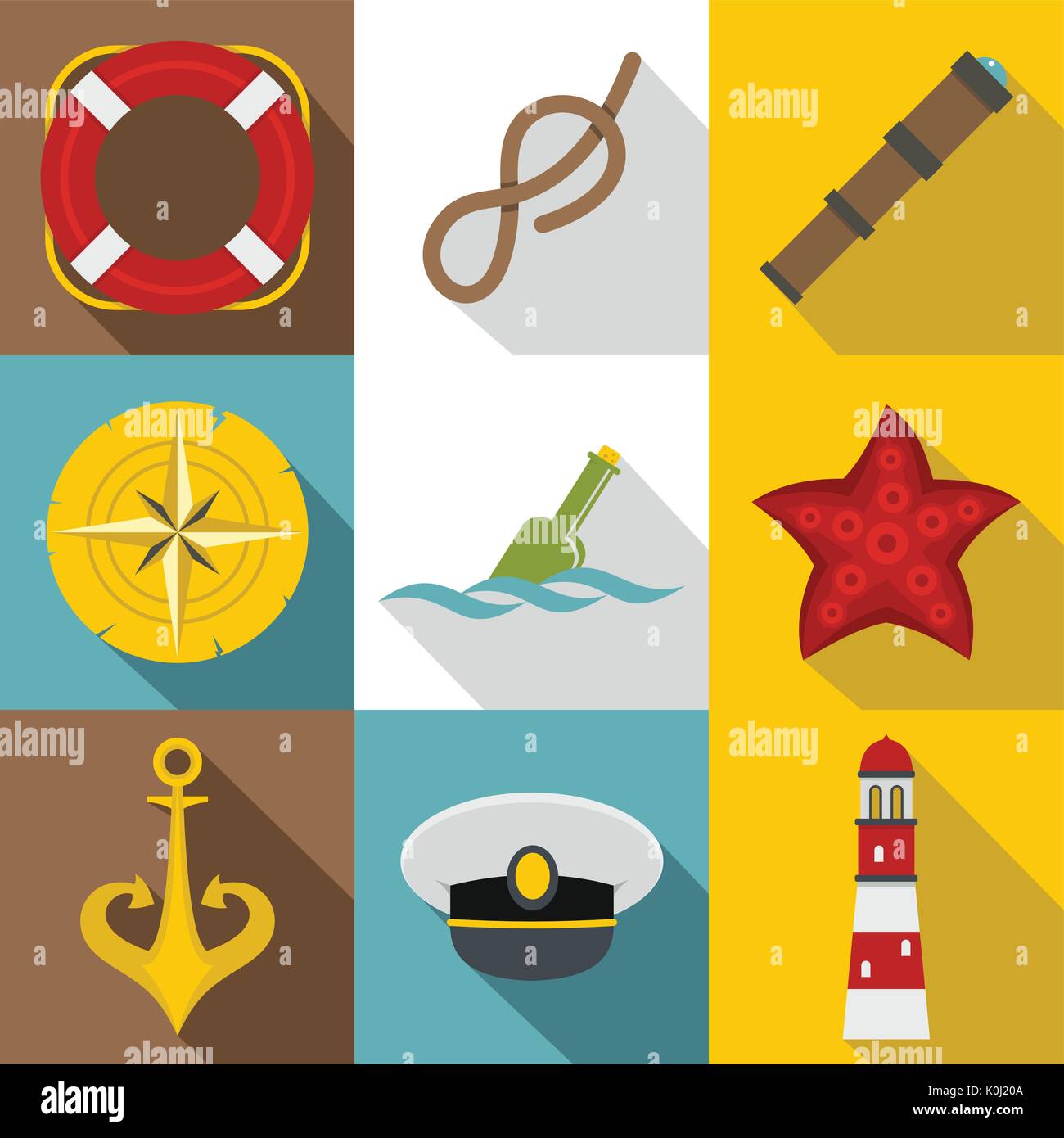 Sea captain icons set, flat style Stock Vector Image & Art - Alamy