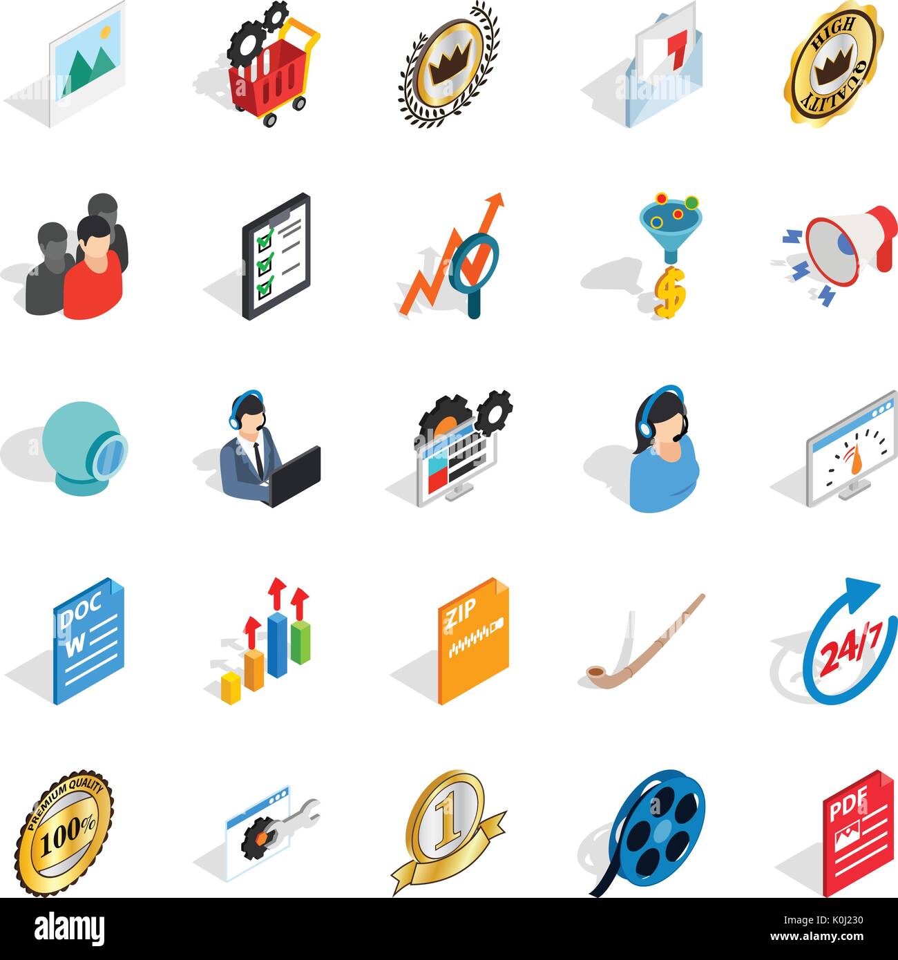 Excellence icons set, isometric style Stock Vector Image & Art - Alamy