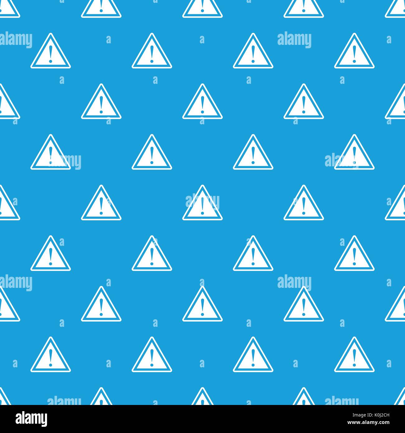 Warning attention sign with exclamation mark pattern seamless blue Stock Vector