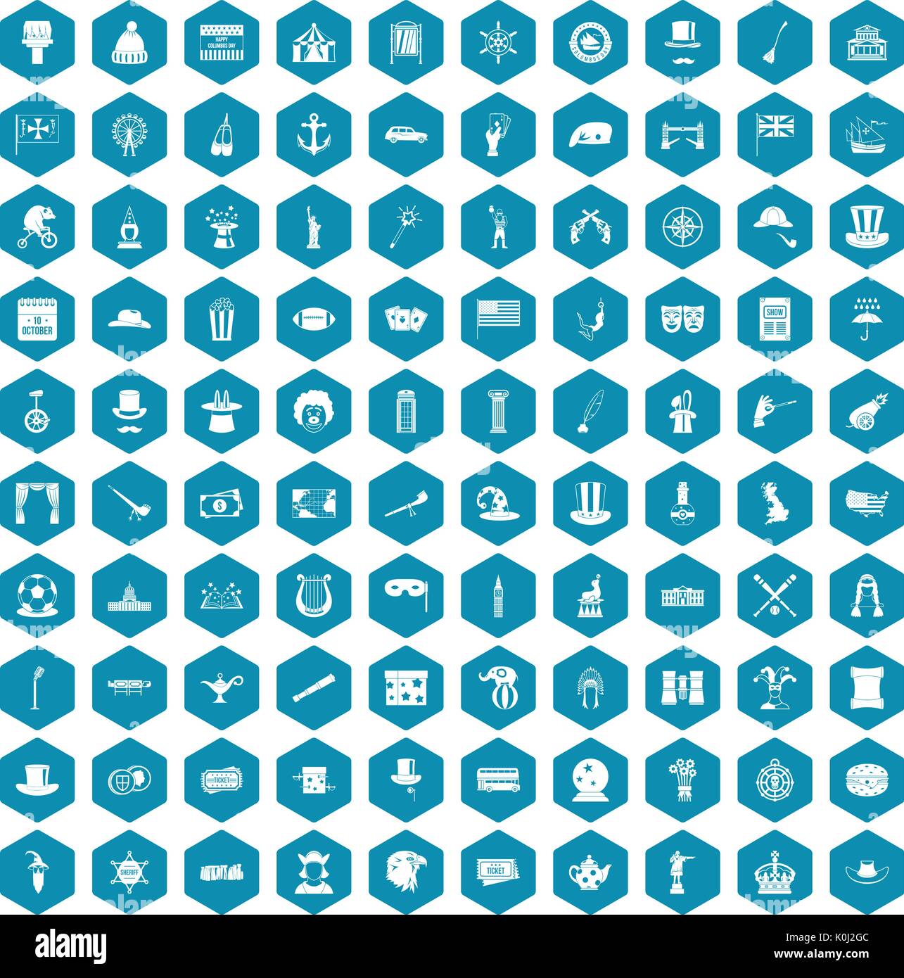 100 top hat icons sapphirine violet Stock Vector