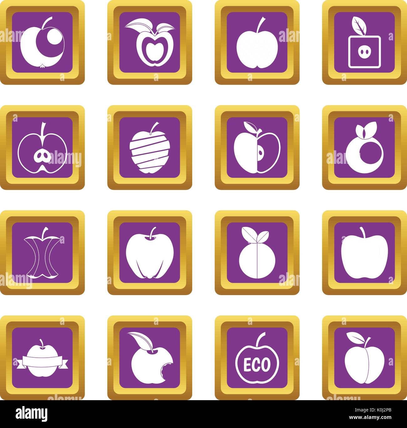 Apple icons set purple Stock Vector