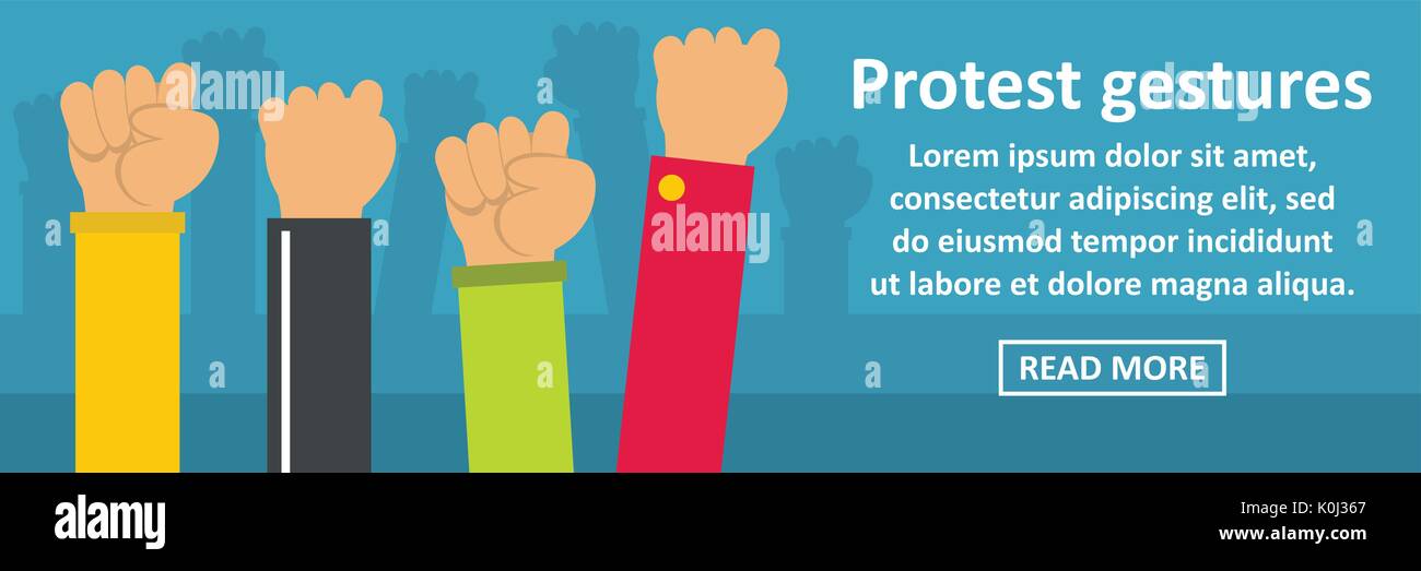 Protest gestures banner horizontal concept Stock Vector