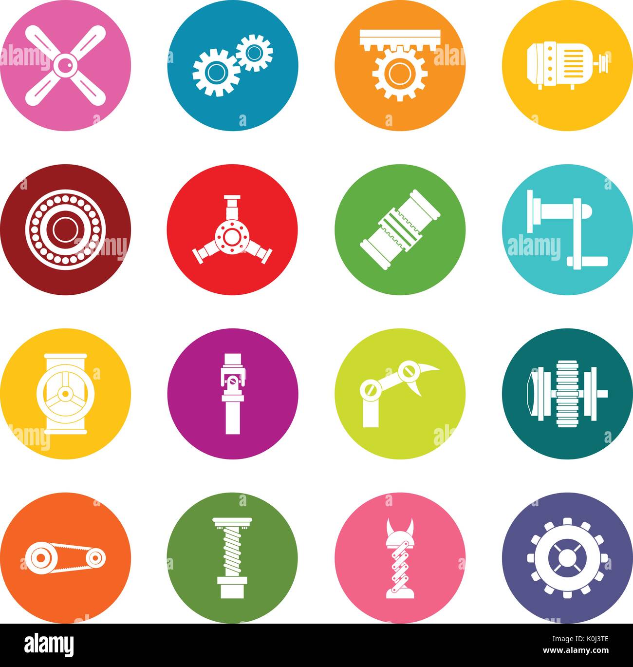 Techno mechanisms kit icons many colors set Stock Vector Image & Art ...