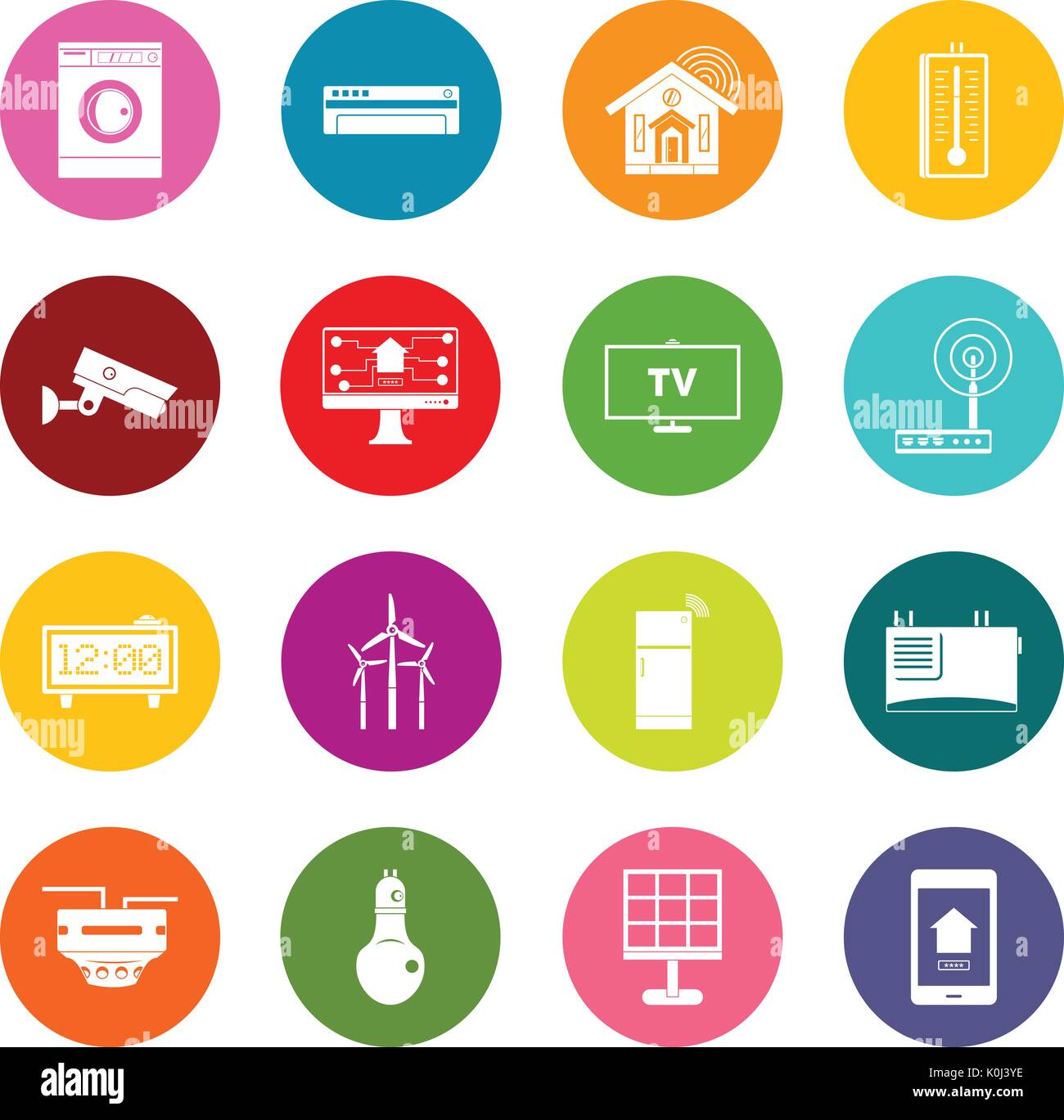 Smart home house icons many colors set Stock Vector