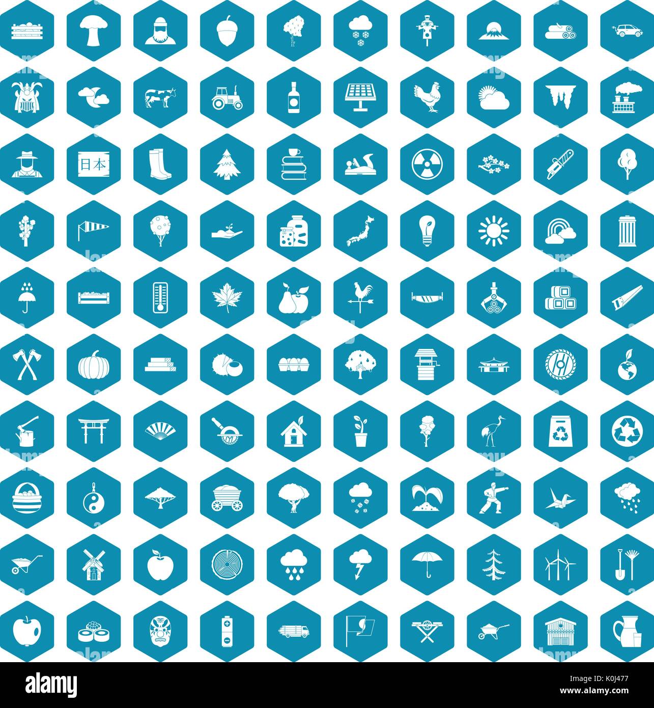 100 tree icons sapphirine violet Stock Vector