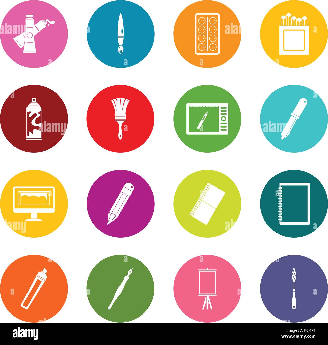 Design and drawing tools icons many colors set Stock Vector Image & Art ...