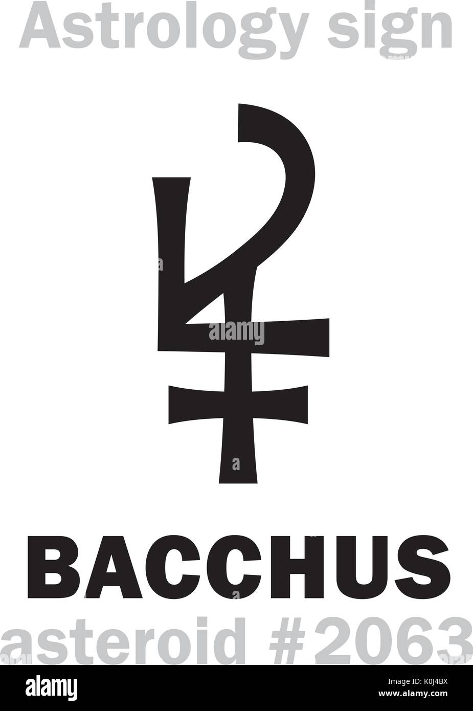 Astrology Alphabet: BACCHUS, asteroid #2063. Hieroglyphics character sign (single symbol). Stock Vector