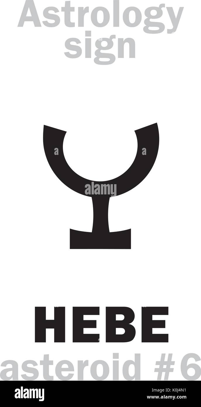 Astrology Alphabet: HEBE, asteroid #6. Hieroglyphics character sign (single symbol). Stock Vector