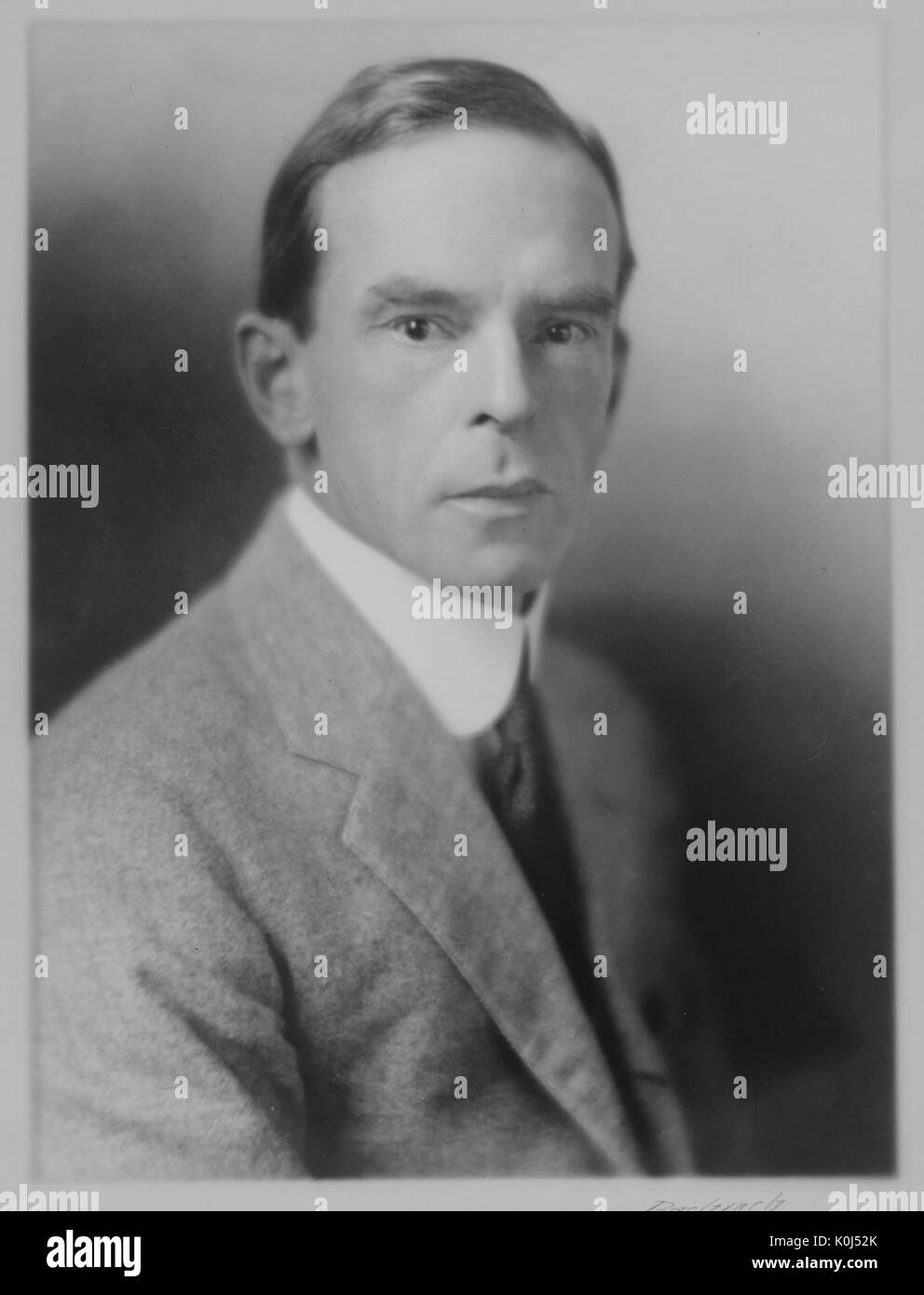 Seated headshot portrait of Robert Bruce Roulston, professor of German at The Johns Hopkins University. 1922. Stock Photo