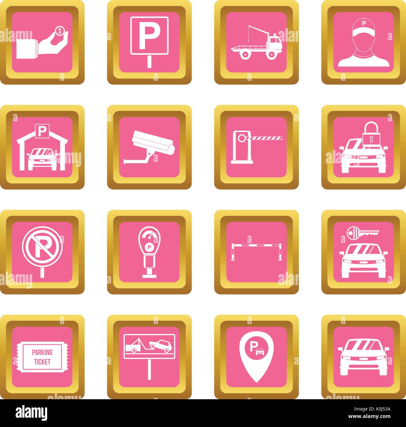 Parking set icons pink Stock Vector Image & Art - Alamy