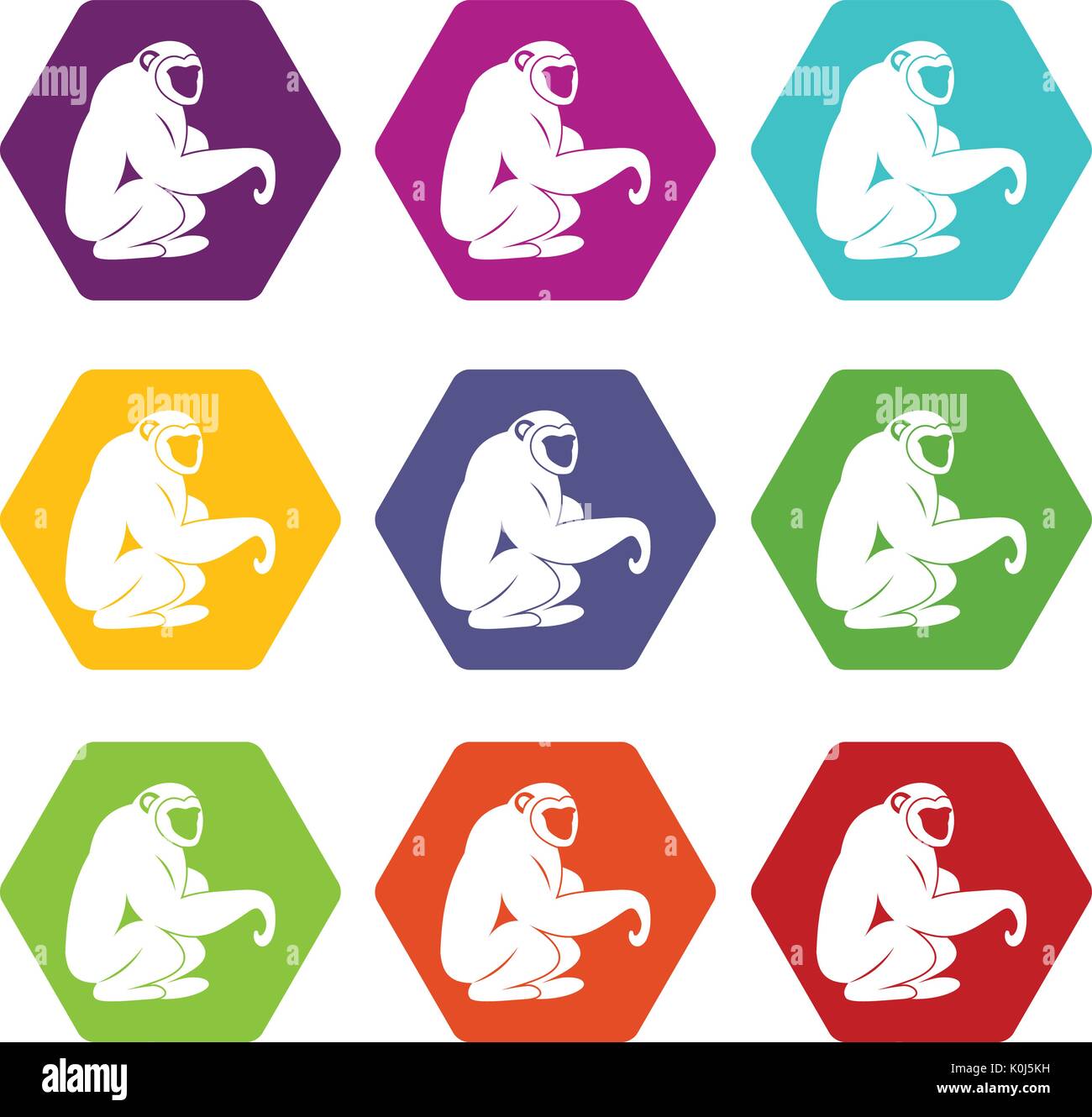 Hairy monkey set color hi-res stock photography and images - Alamy