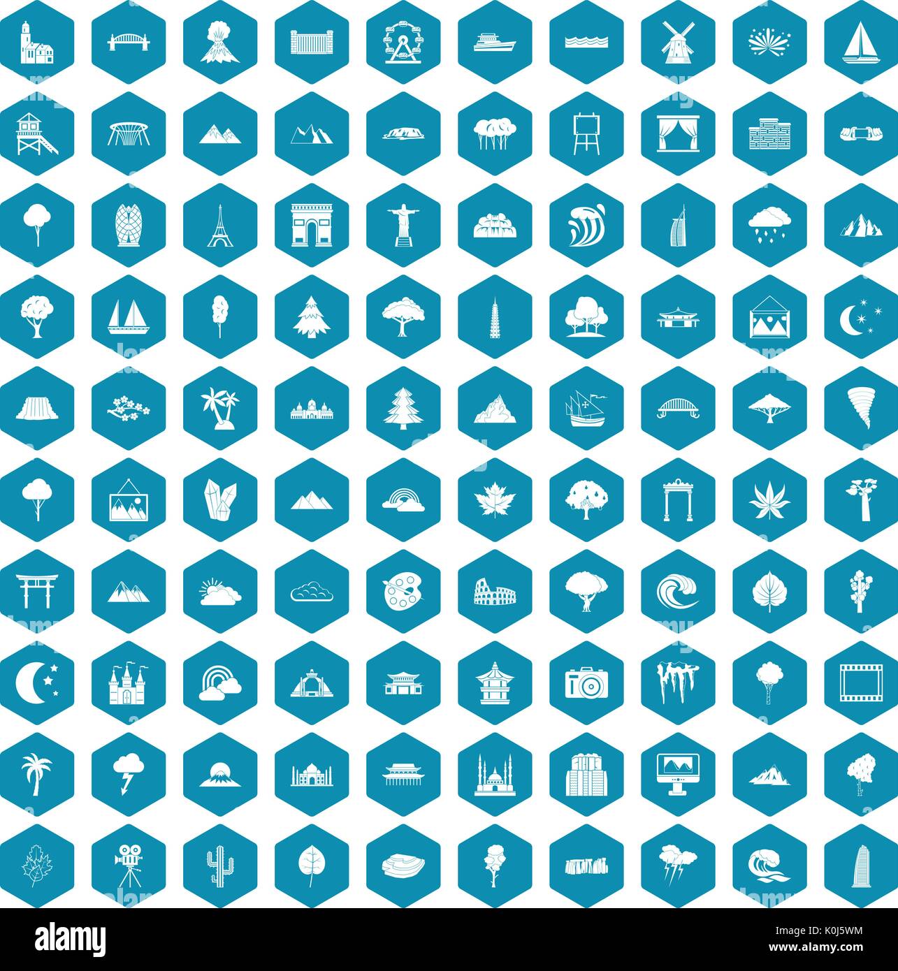 100 view icons sapphirine violet Stock Vector