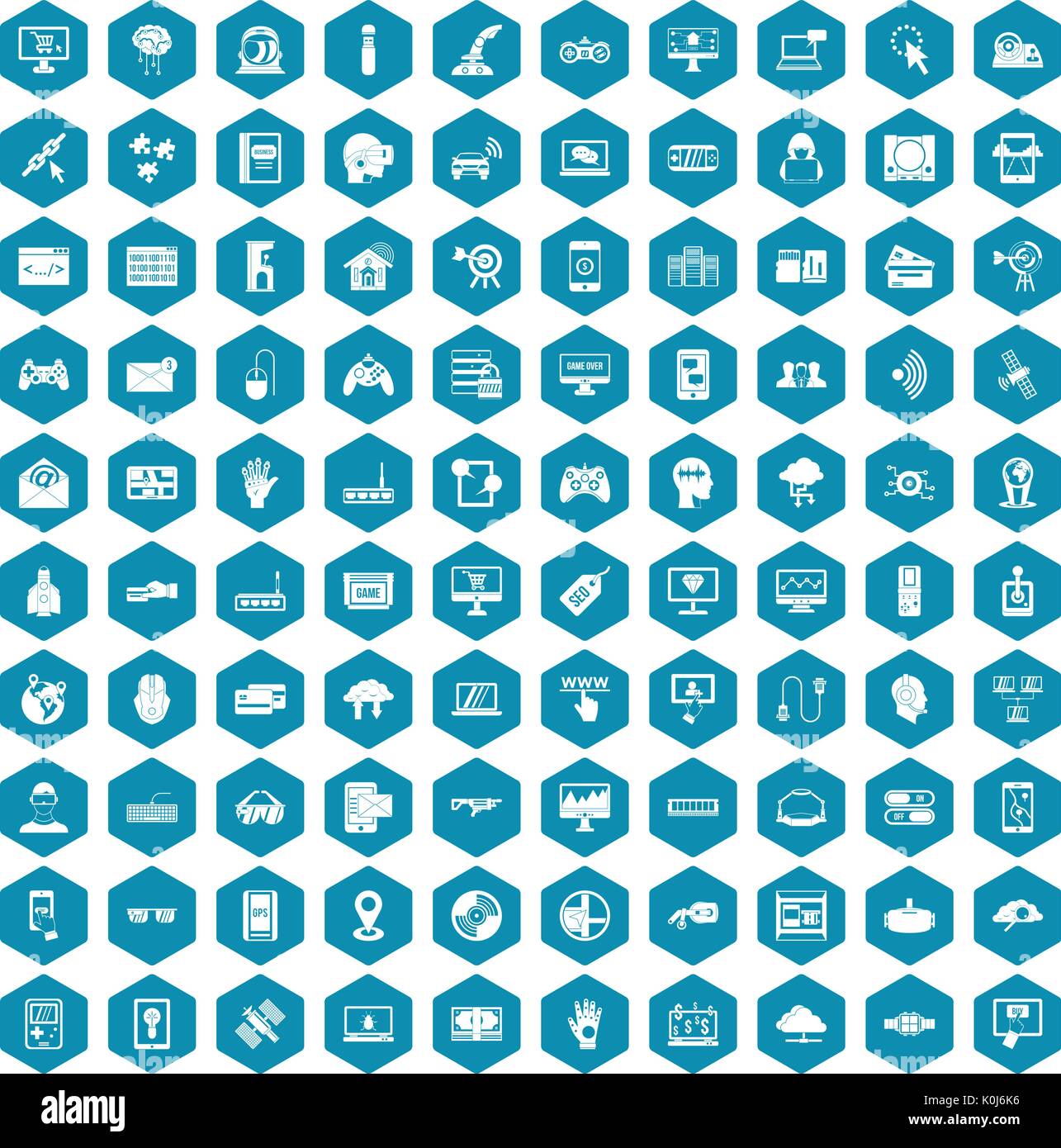 100 virtual icons sapphirine violet Stock Vector