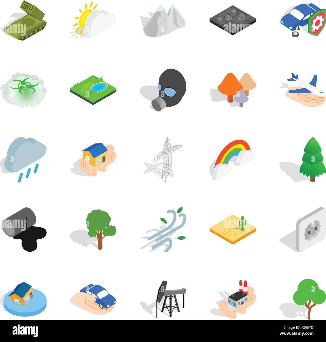 Flammable icons set, isometric style Stock Vector
