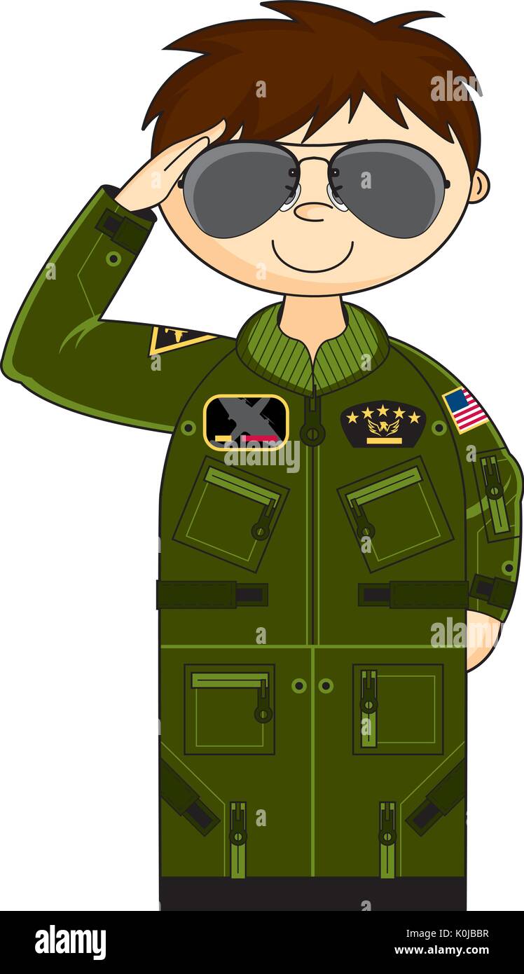 Cute Cartoon Military Airforce Pilot Vector Illustration Stock Vector Image  & Art - Alamy