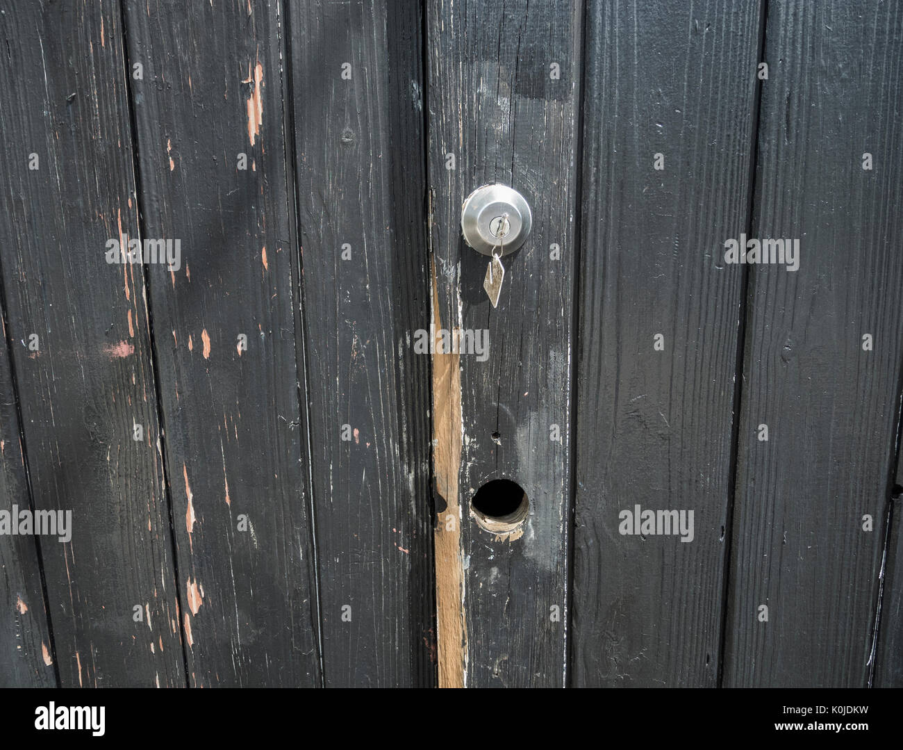 Old Door New Lock Stock Photo