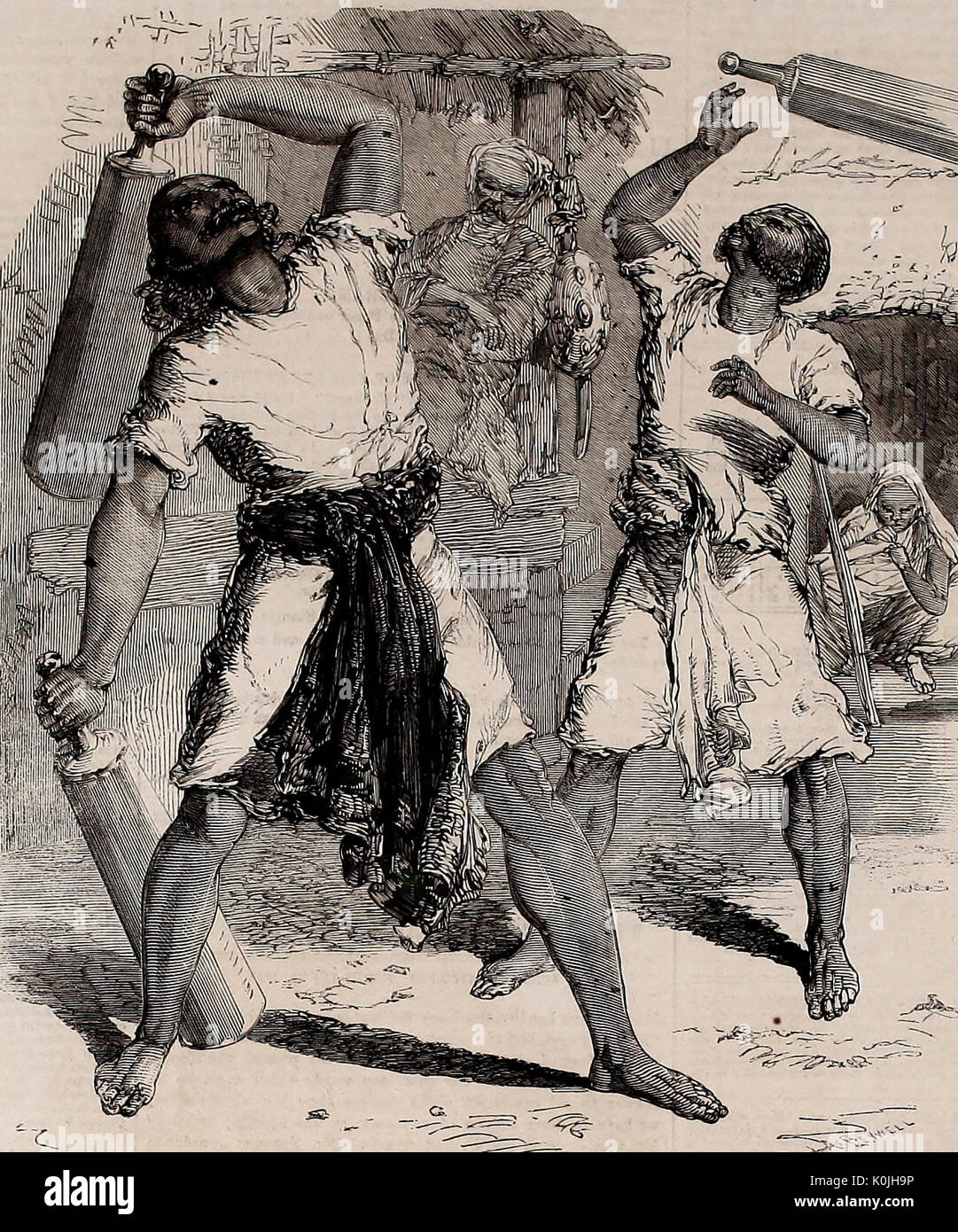 Calisthenic Exercises in India, circa 1860 Stock Photo
