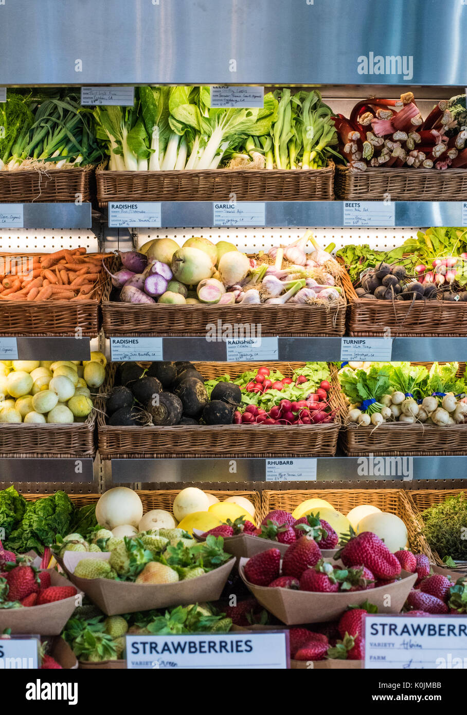 Colorful display of fresh fruits and vegetables at a local market Stock ...