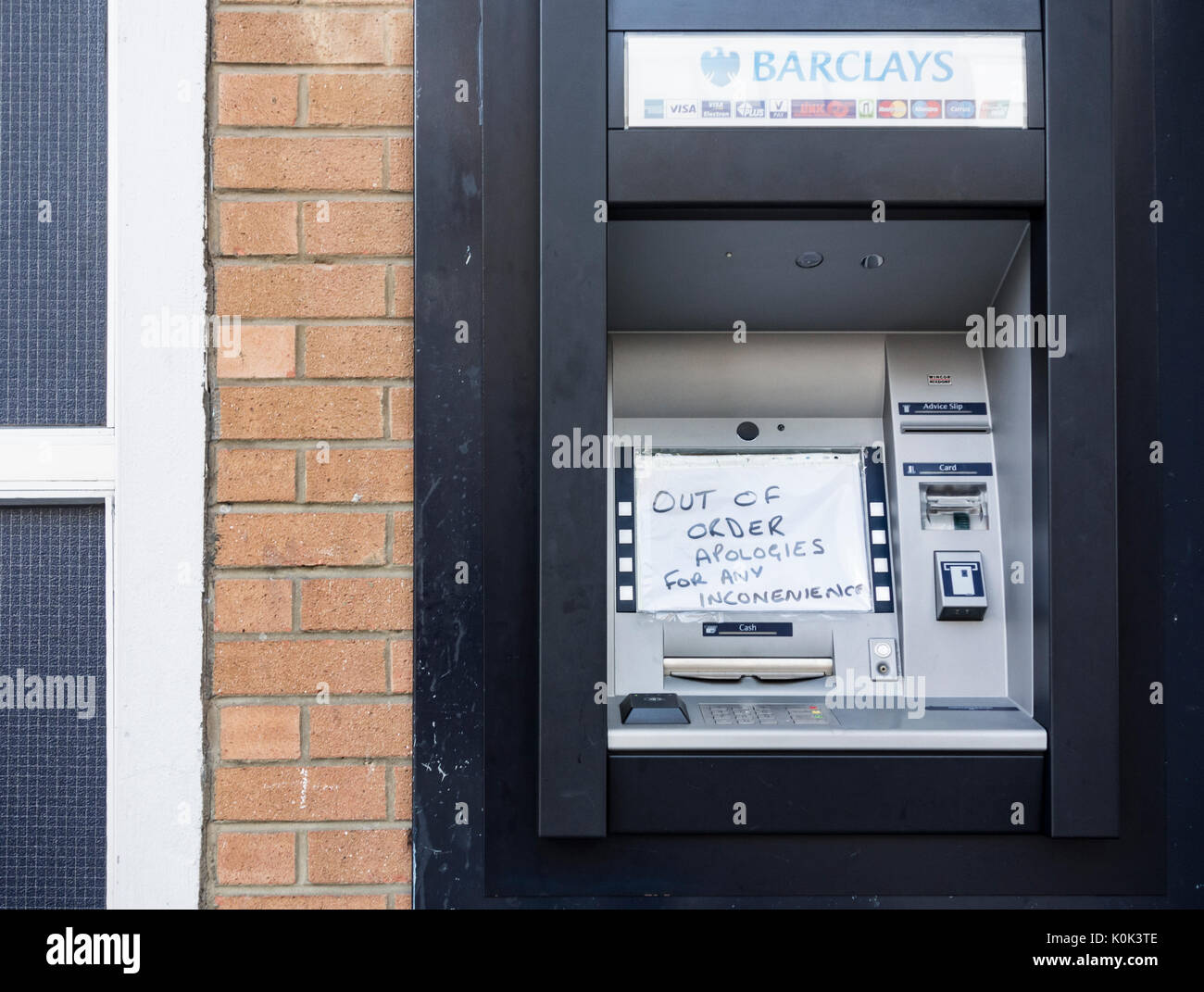 Barclays bank: out of order ATM. UK Stock Photo