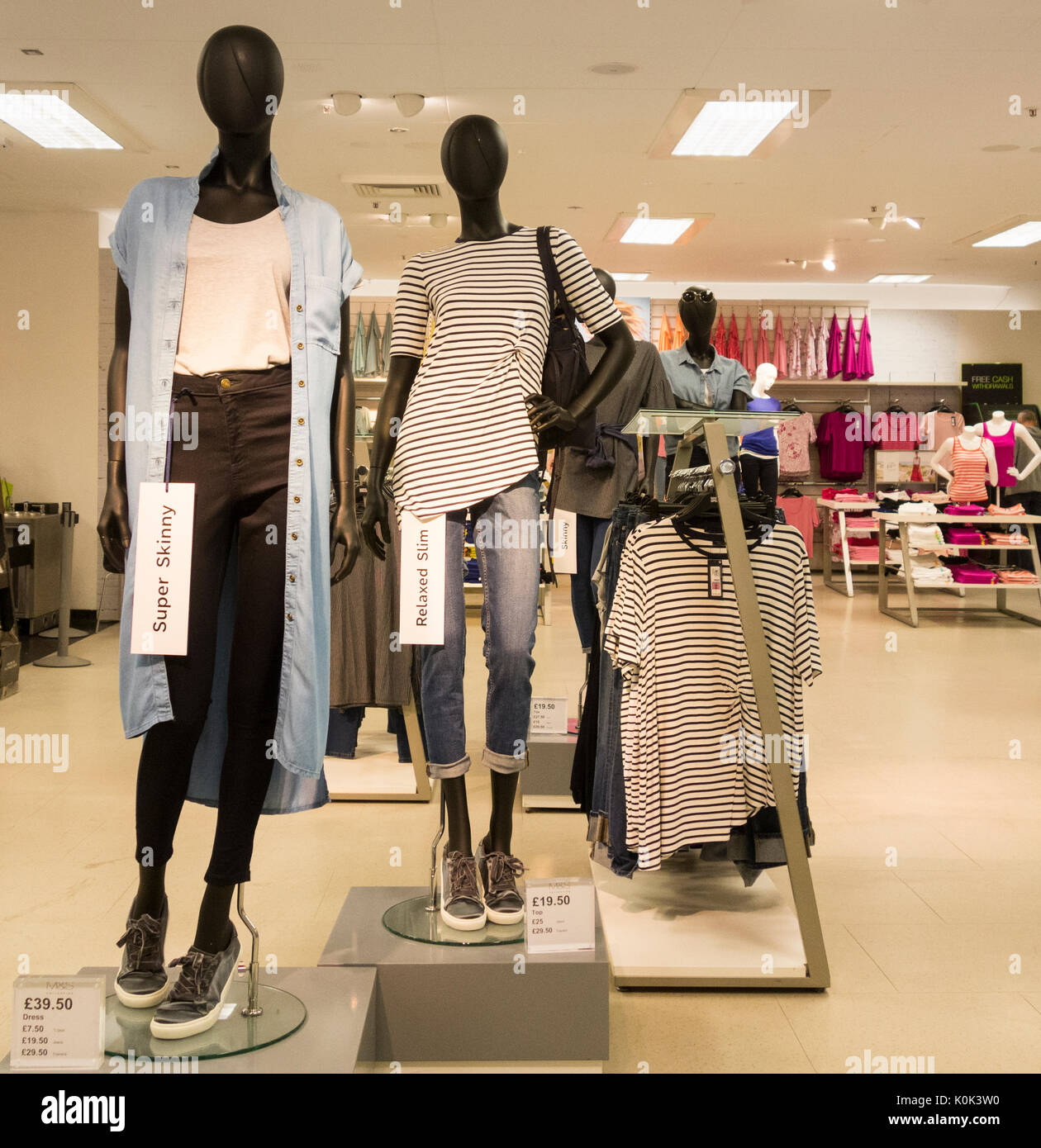 Clthing display in Marks & Spencer store. UK Stock Photo