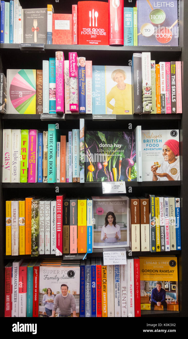 Cookery books in Waterstones book shop. UK Stock Photo Alamy