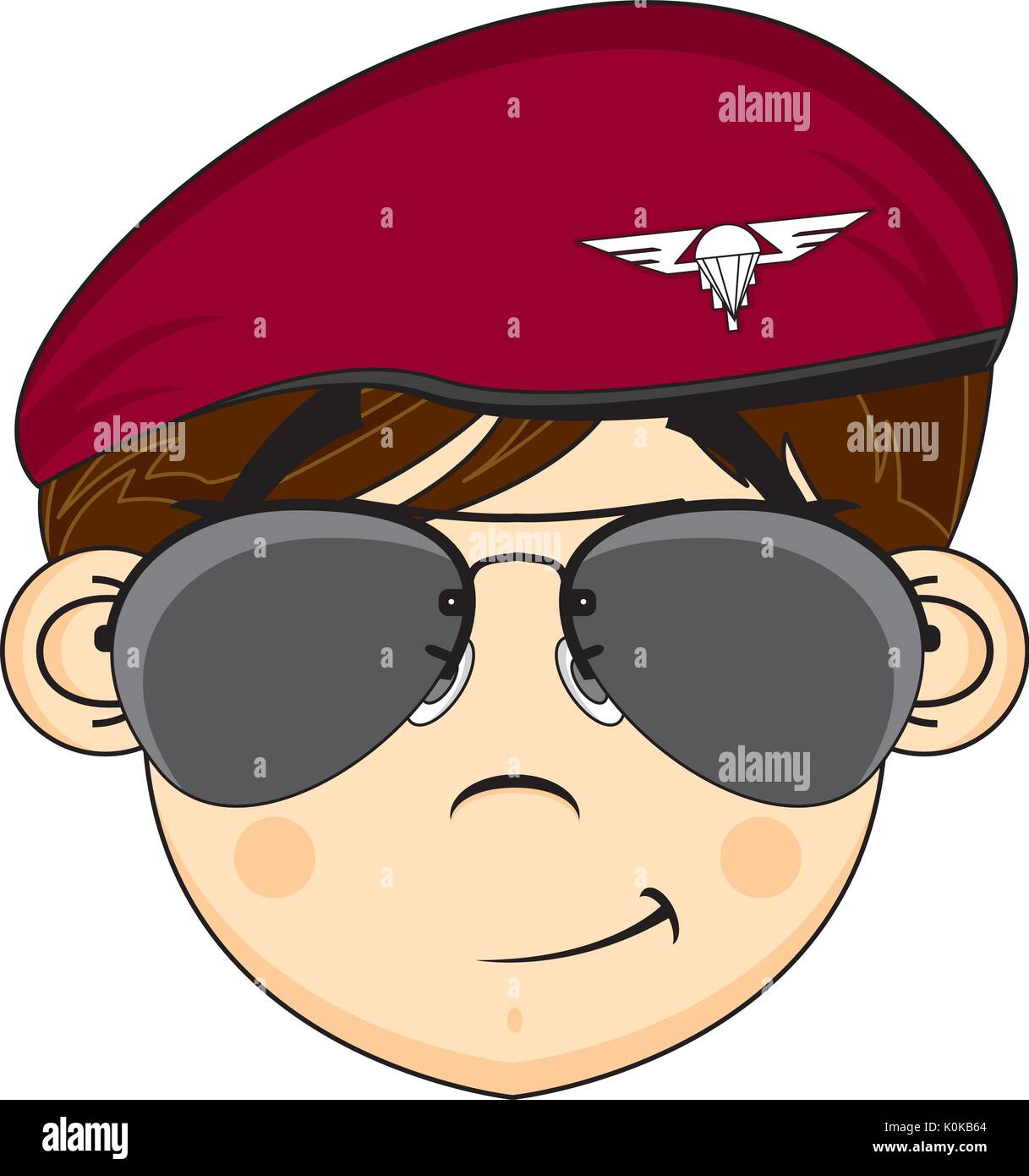 Cartoon Military Army Soldier in Sunglasses Vector Illustration Stock Vector