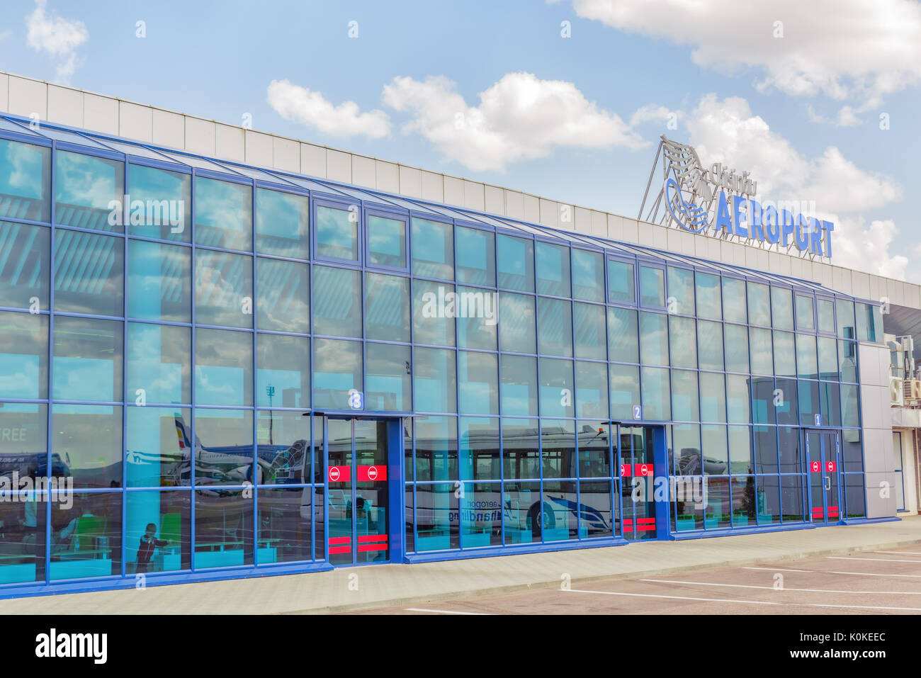 CHISINAU, MOLDOVA - MAY 07,2017 : International airport building city of Chisinau ( Kishinev) , Moldova. Main terminal. Stock Photo