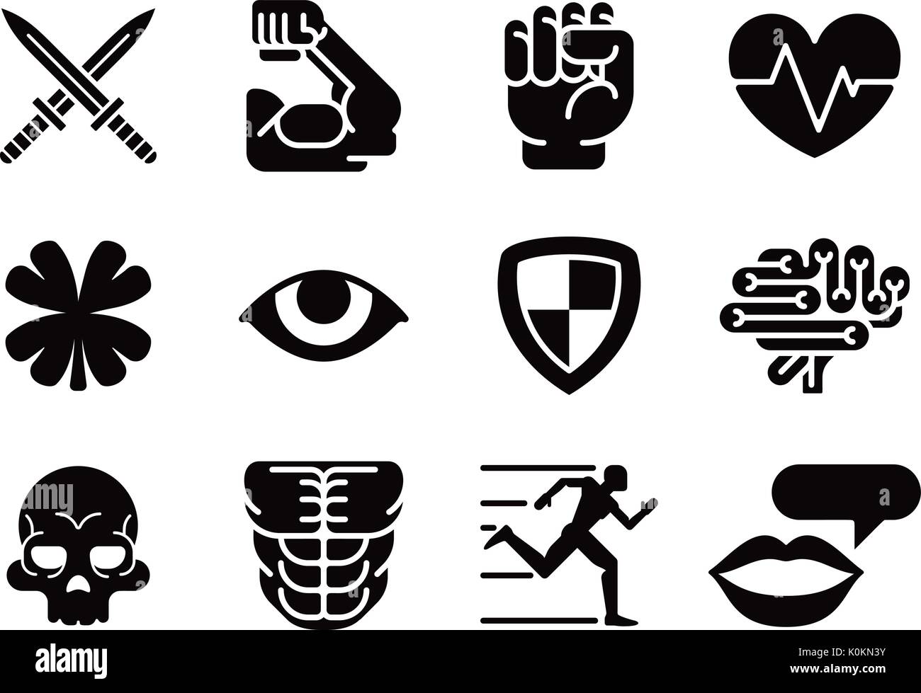 Icon Set Character Game Attributes Stock Vector