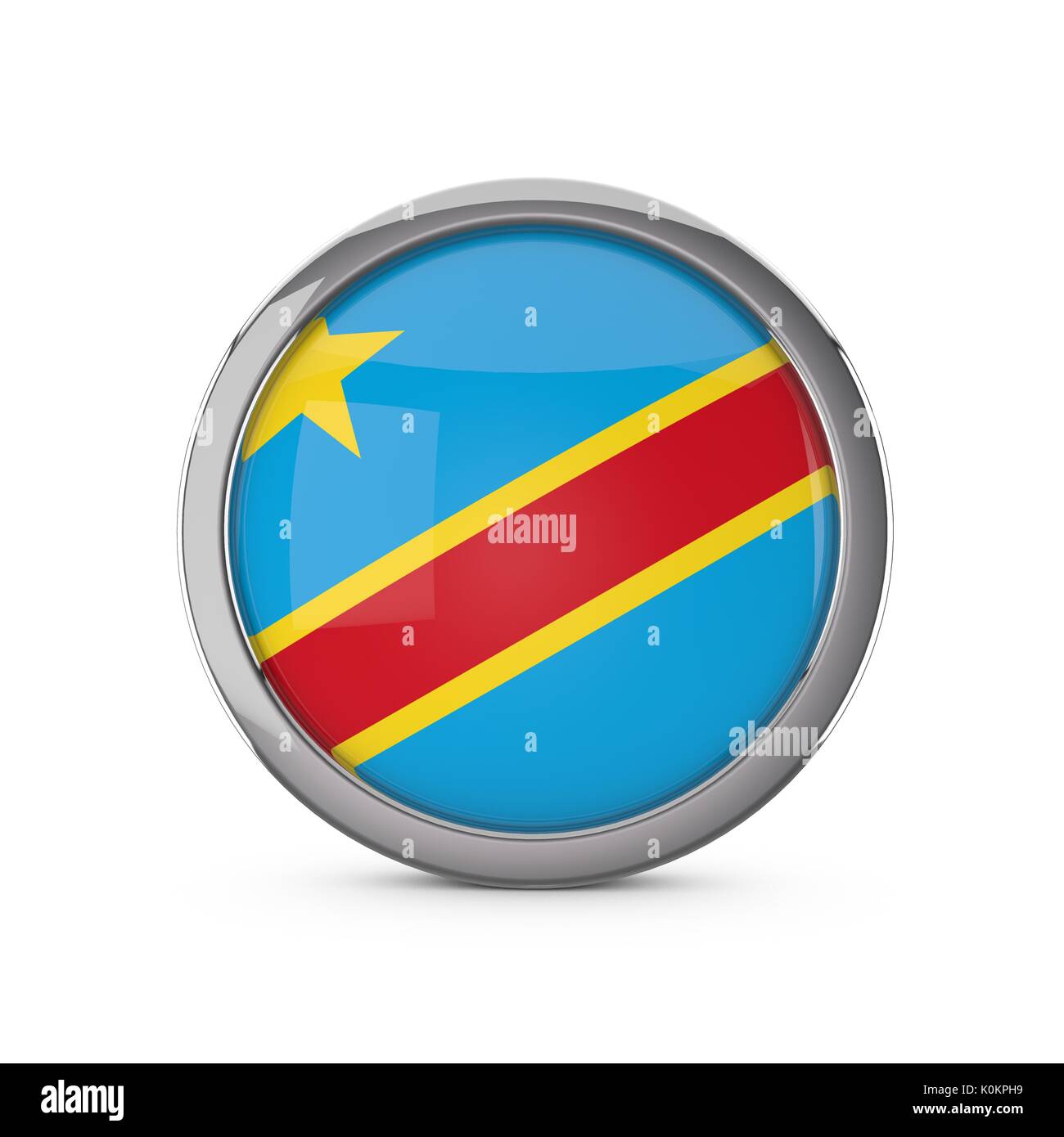 Democratic Republic of Congo national flag in a glossy circle shape ...