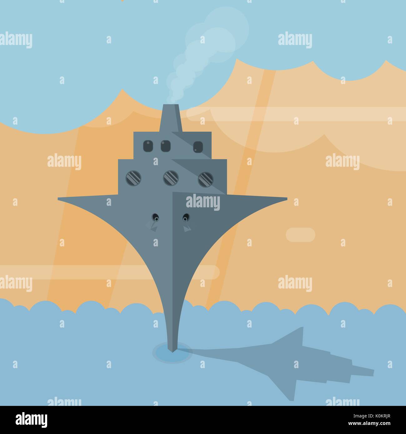 Big ship at sea.Vector illustration Stock Vector Image & Art - Alamy