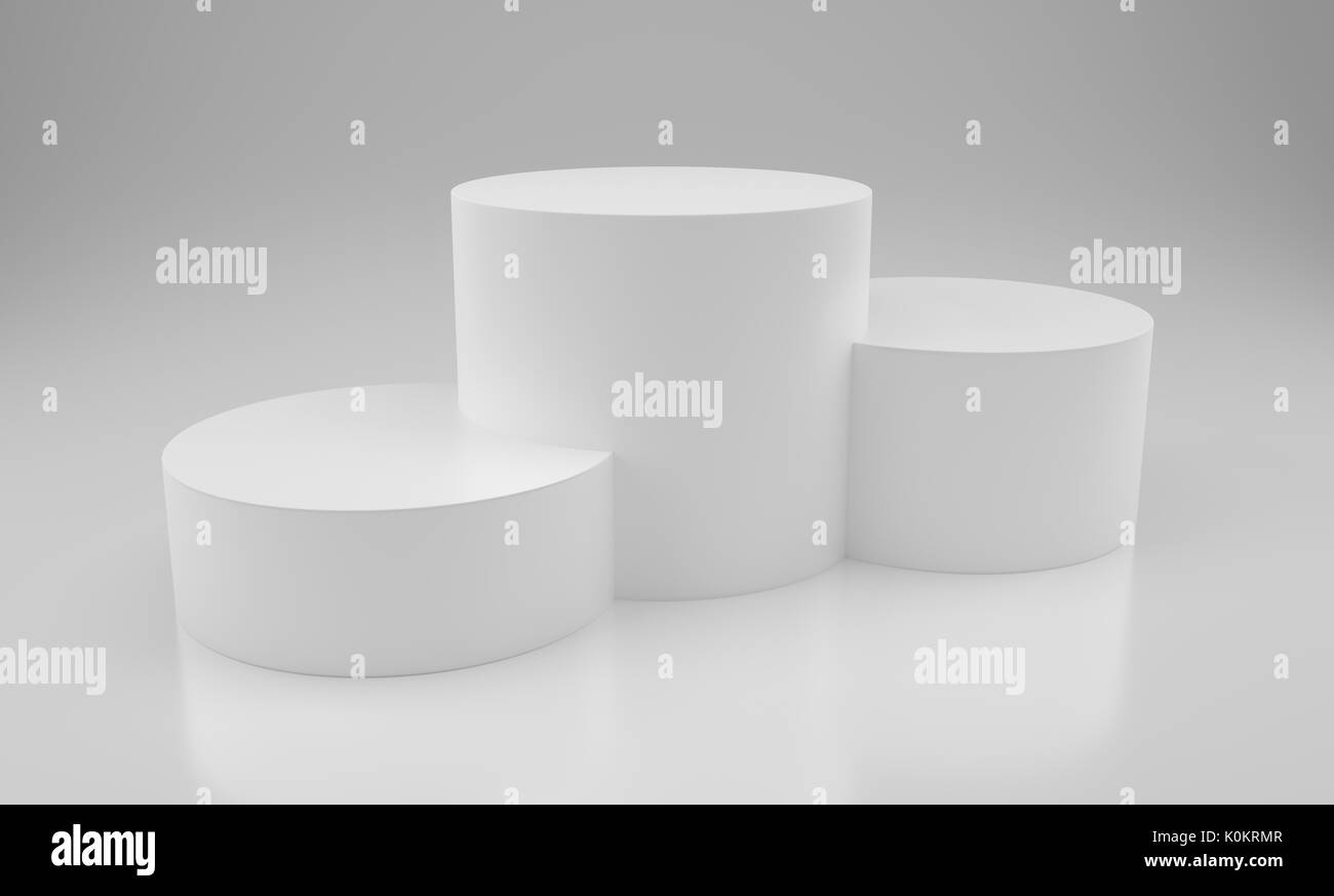 3D white pedestal for winners. 3D rendering Stock Photo