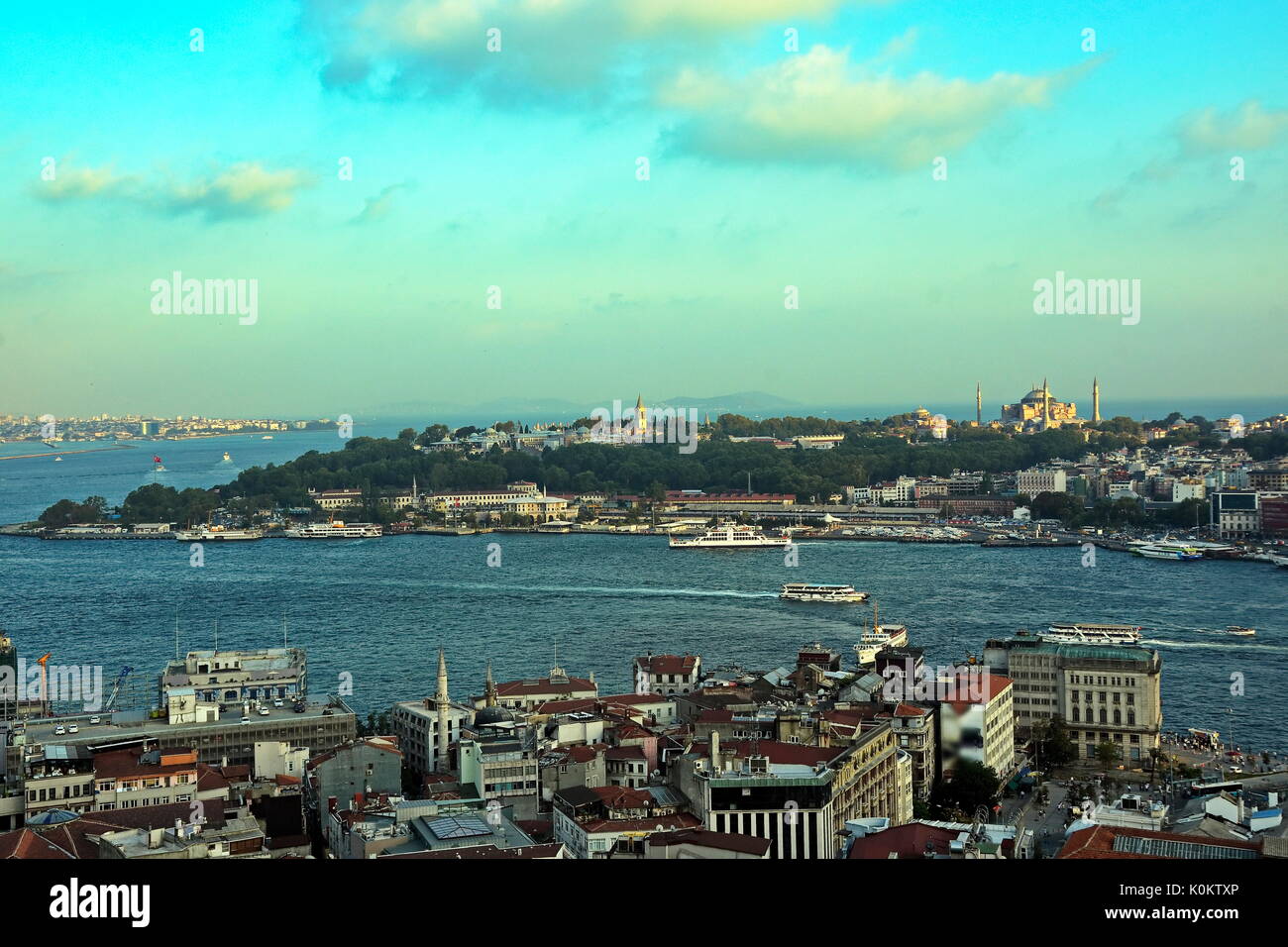Istanbul old city skyline from top of Galata tower, Fatih, Istanbul, Turkey Stock Photo