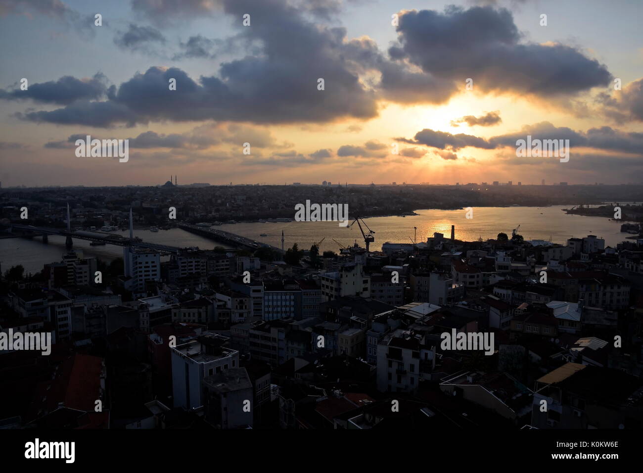 Istanbul old city skyline from top of Galata tower, Fatih, Istanbul, Turkey Stock Photo