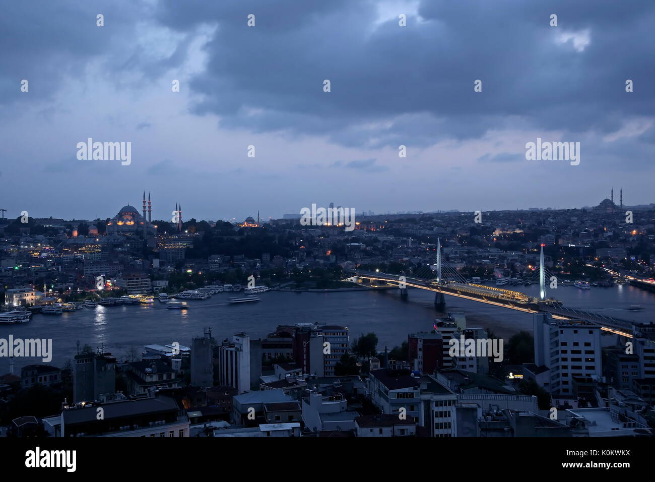 Istanbul old city skyline from top of Galata tower, Fatih, Istanbul, Turkey Stock Photo