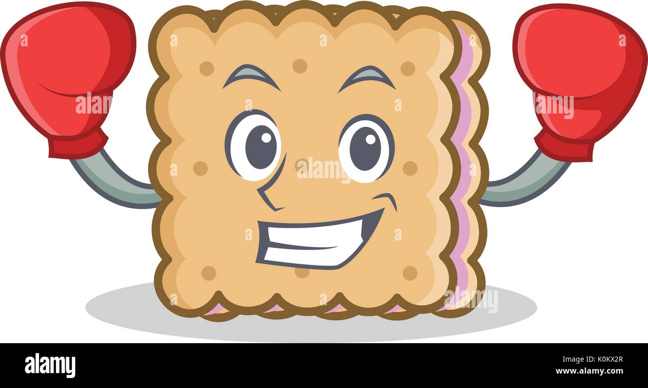 Boxing biscuit cartoon character style Stock Vector