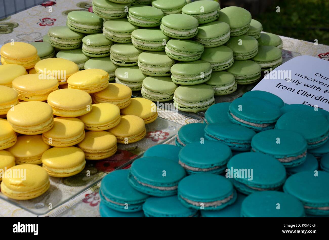 macaroons for sale at a food festival Swansea Food Festival Stock Photo