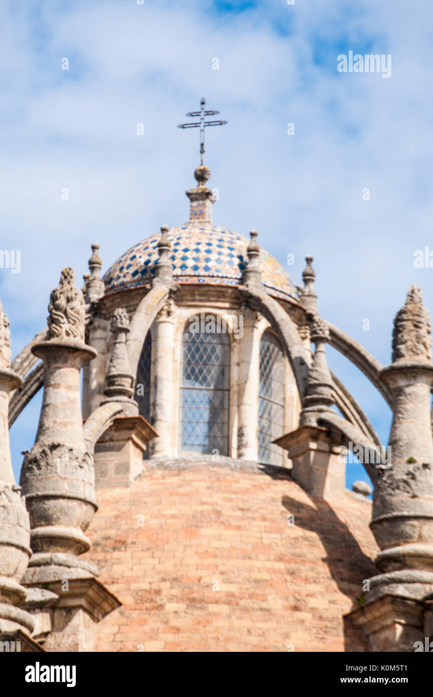 Spain: architectural details of the Cathedral of Saint Mary of the See, the Seville Cathedral, former mosque consecrated as catholic church in 1507 Stock Photo