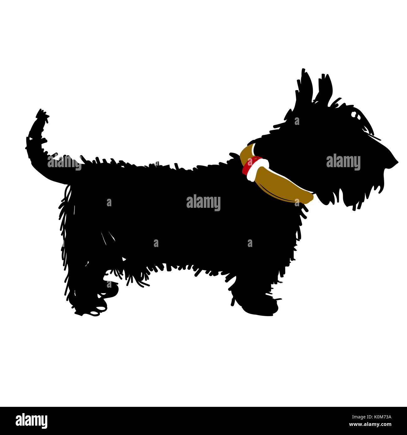 Vector black silhouette of a Scottish terrier dog isolated on a white background. Stock Vector