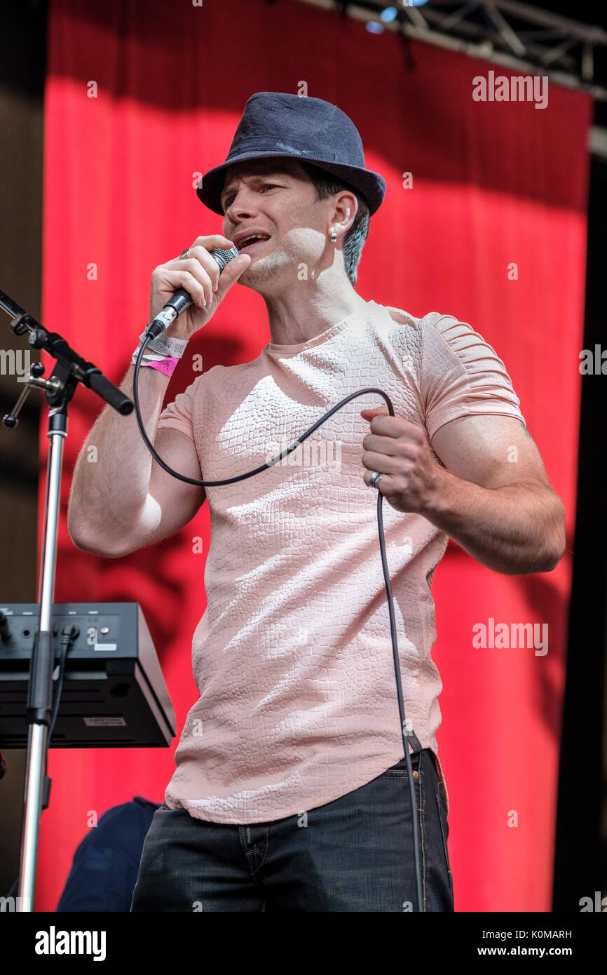 Sam Tanner of Brother Strut performing at Weyfest music festival, The